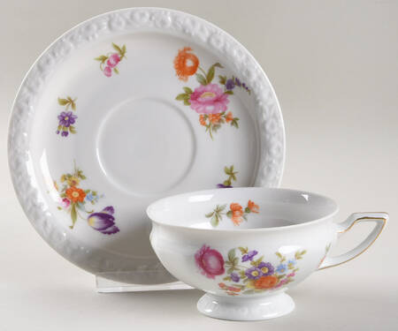 Flowers (Maria Stamp) Footed Cup & Saucer Set