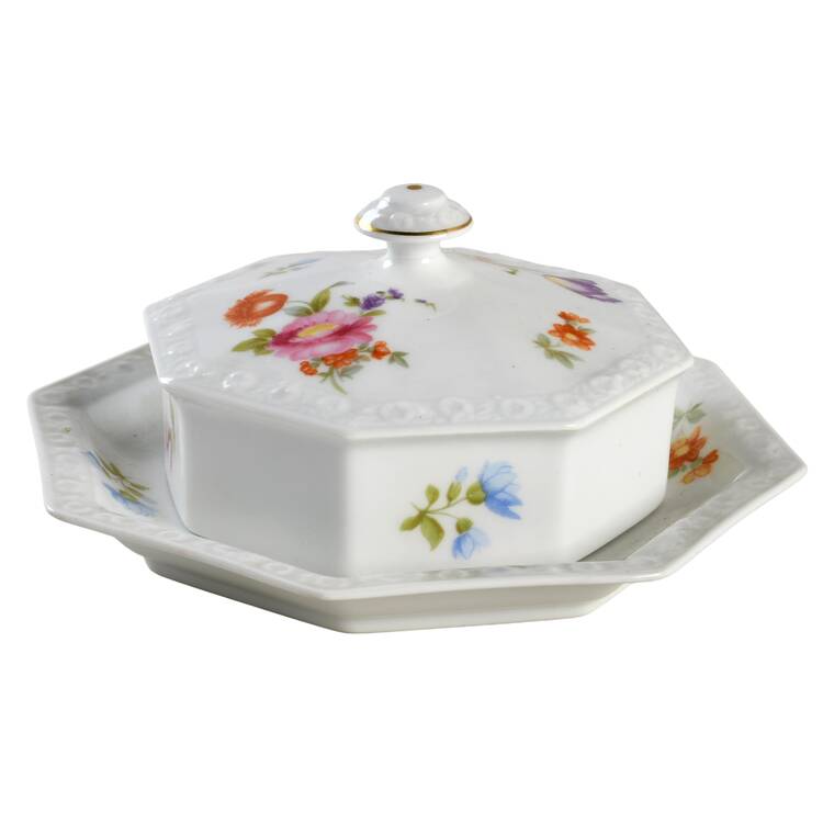Flowers (Maria Stamp) Round Covered Butter