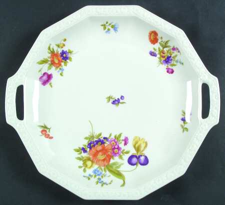 Flowers (Maria Stamp) Handled Cake Plate