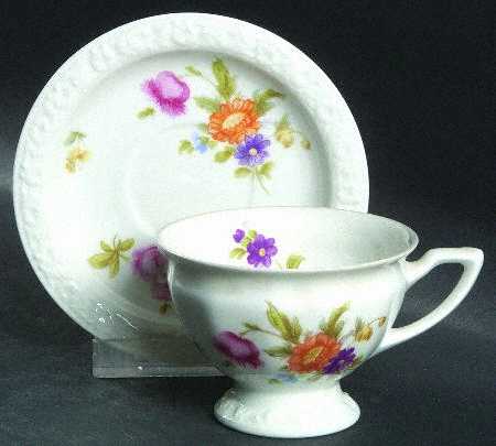Flowers (Maria Stamp) Footed Demitasse Cup & Saucer Set
