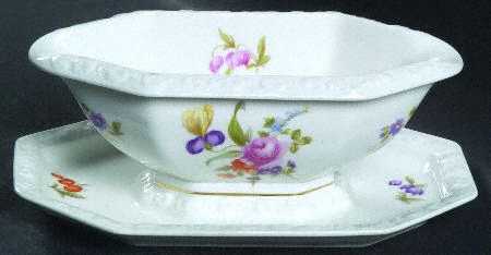 Flowers (Maria Stamp) Gravy Boat with Attached Underplate