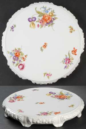 Flowers (Maria Stamp) Footed Cake Plate
