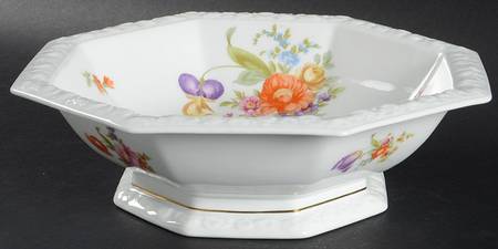 Flowers (Maria Stamp) 10" Round Vegetable Bowl
