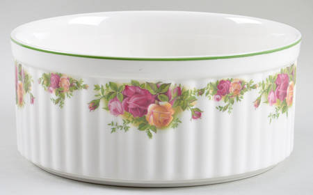 Old Country Roses White (Green Trim) 8" Souffle