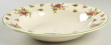 Old Country Roses White (Green Trim) 11" Individual Pasta Bowl
