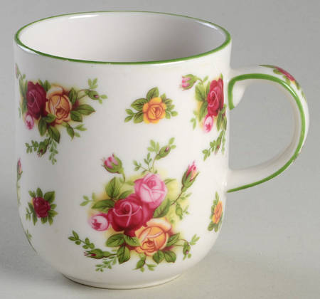 Old Country Roses White (Green Trim) Mug