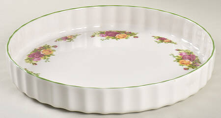 Old Country Roses White (Green Trim) 11'' Quiche