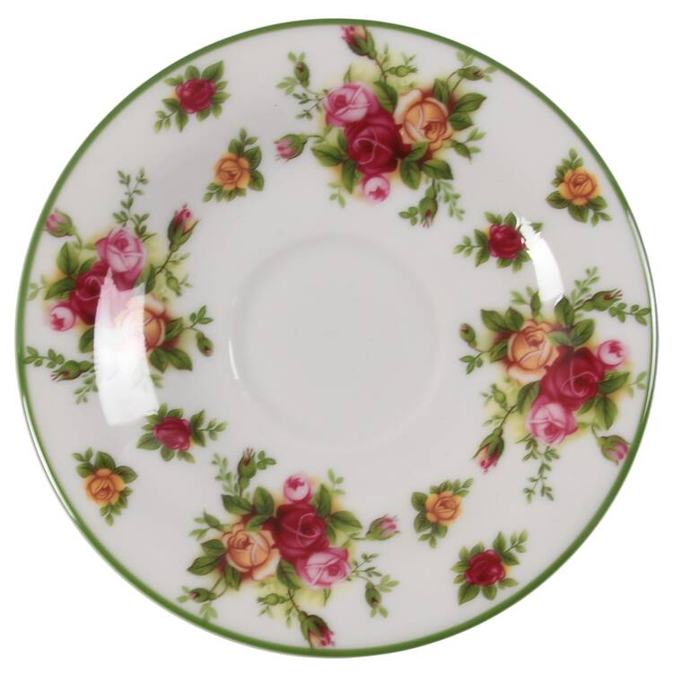 Old Country Roses White (Green Trim) Saucer