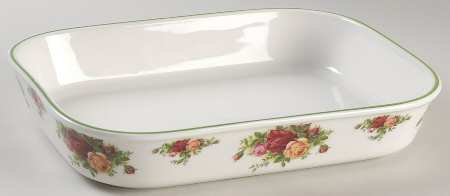 Old Country Roses White (Green Trim) 12" Lasagna