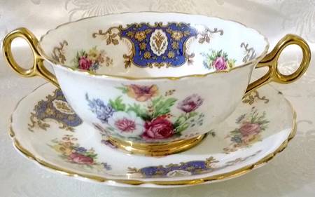 RE9 Footed Cream Soup Bowl & Saucer Set