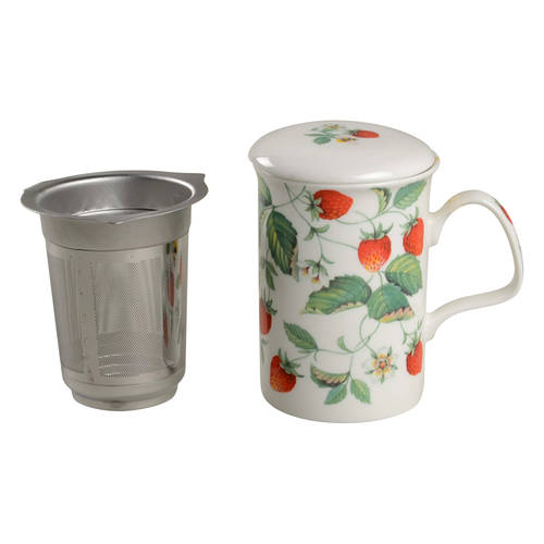 Alpine Strawberry Lancaster Mug & Lid with Metal Infuser