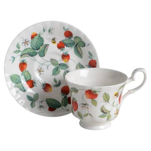 Alpine Strawberry Footed Cup & Saucer Set