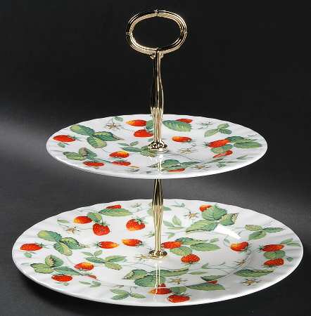 Alpine Strawberry 2 Tiered Serving Tray (Dinner & Salad Plate)
