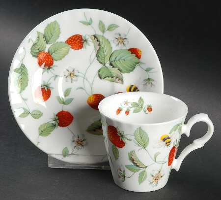 Alpine Strawberry Flat Demitasse Cup & Saucer Set