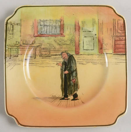 Dickens (Green Trim) Square Bread & Butter Plate