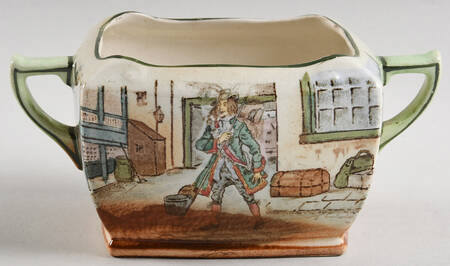 Dickens (Green Trim) Open Sugar Bowl