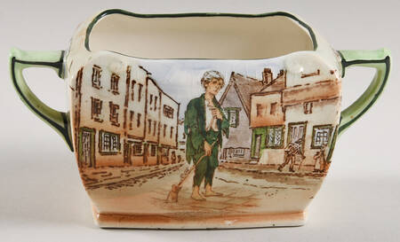 Dickens (Green Trim) Open Sugar Bowl