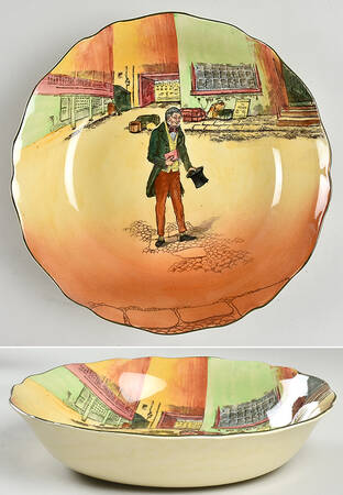 Dickens (Green Trim) 9" Round Vegetable Bowl