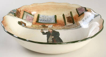 Dickens (Green Trim) 9" Round Vegetable Bowl