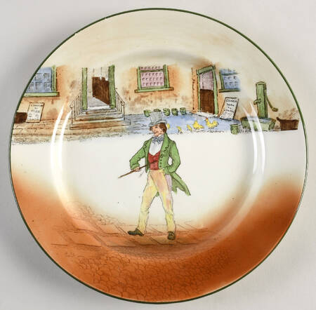 Dickens (Green Trim) Luncheon Plate
