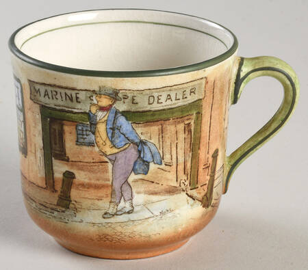Dickens (Green Trim) Flat Cup