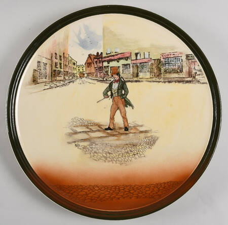 Dickens (Green Trim) 13" Chop Plate (Round Platter)