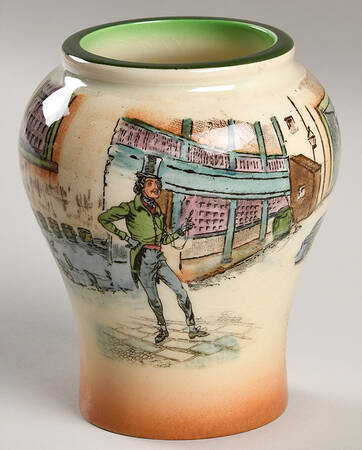 Dickens (Green Trim) 4" Vase
