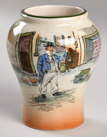 Dickens (Green Trim) 4" Vase