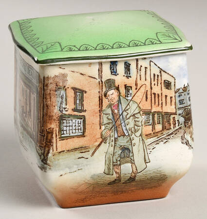 Dickens (Green Trim) Trinket Box with Lid