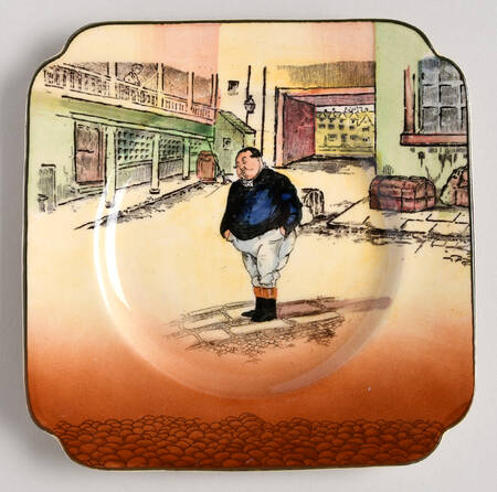 Dickens (Green Trim) Square Bread & Butter Plate