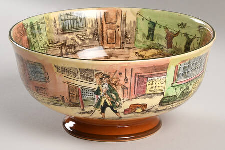 Dickens (Green Trim) 8" Round Vegetable Bowl
