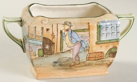Dickens (Green Trim) Open Sugar Bowl