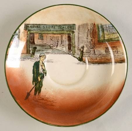 Dickens (Green Trim) Saucer for Flat Cup