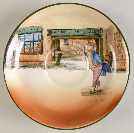Dickens (Green Trim) Saucer for Flat Cup