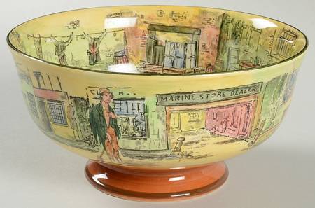 Dickens (Green Trim) 7" Round Vegetable Bowl