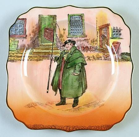 Dickens (Green Trim) Square Salad Plate