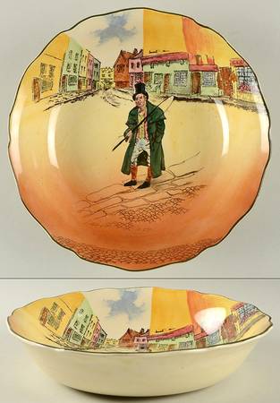 Dickens (Green Trim) 9" Round Vegetable Bowl