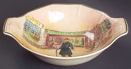 Dickens (Green Trim) Lugged Cereal Bowl
