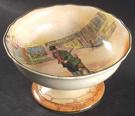 Dickens (Green Trim) Round Compote (Height X Width)
