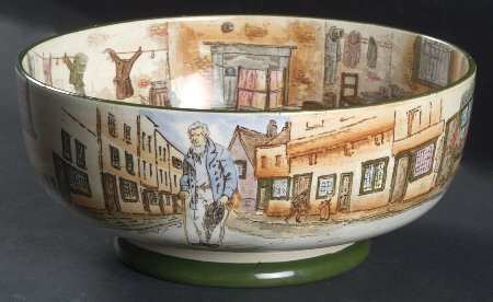 Dickens (Green Trim) 8" Round Vegetable Bowl