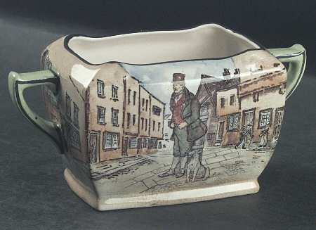 Dickens (Green Trim) Open Sugar Bowl