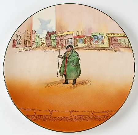 Dickens (Green Trim) 13" Chop Plate (Round Platter)