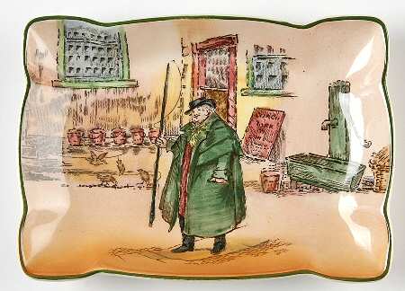 Dickens (Green Trim) Silver Tray