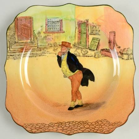 Dickens (Green Trim) Square Salad Plate