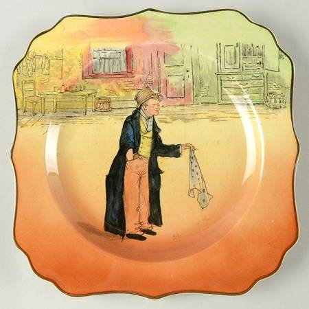 Dickens (Green Trim) Square Salad Plate