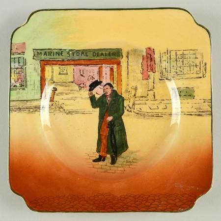 Dickens (Green Trim) Square Bread & Butter Plate