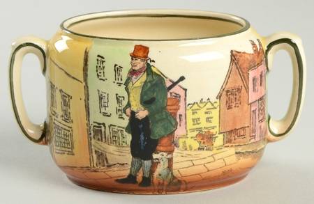 Dickens (Green Trim) Sugar Bowl No Lid