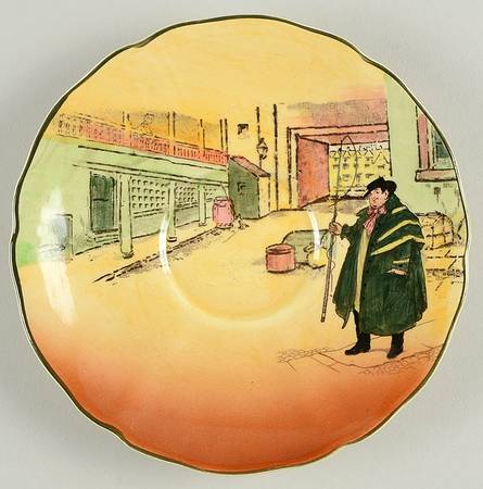 Dickens (Green Trim) Saucer for Flat Cup