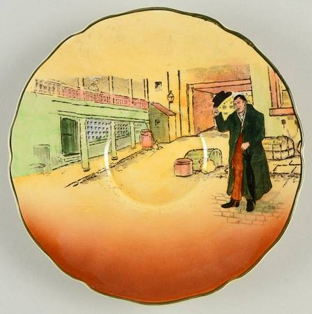 Dickens (Green Trim) Saucer for Flat Cup