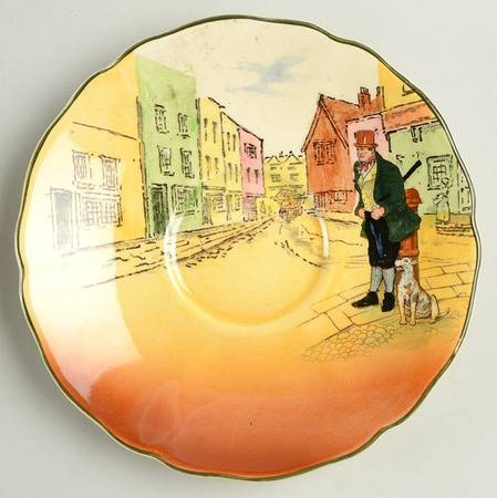 Dickens (Green Trim) Saucer for Flat Cup